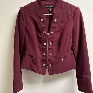 White House Black Market Military Style Burgundy Blazer
